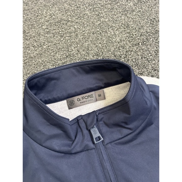 G/Fore Merino Wool Hybrid Full Zip Jacket Navy/Biege Mens Size Medium Golf Wear - Picture 6 of 9